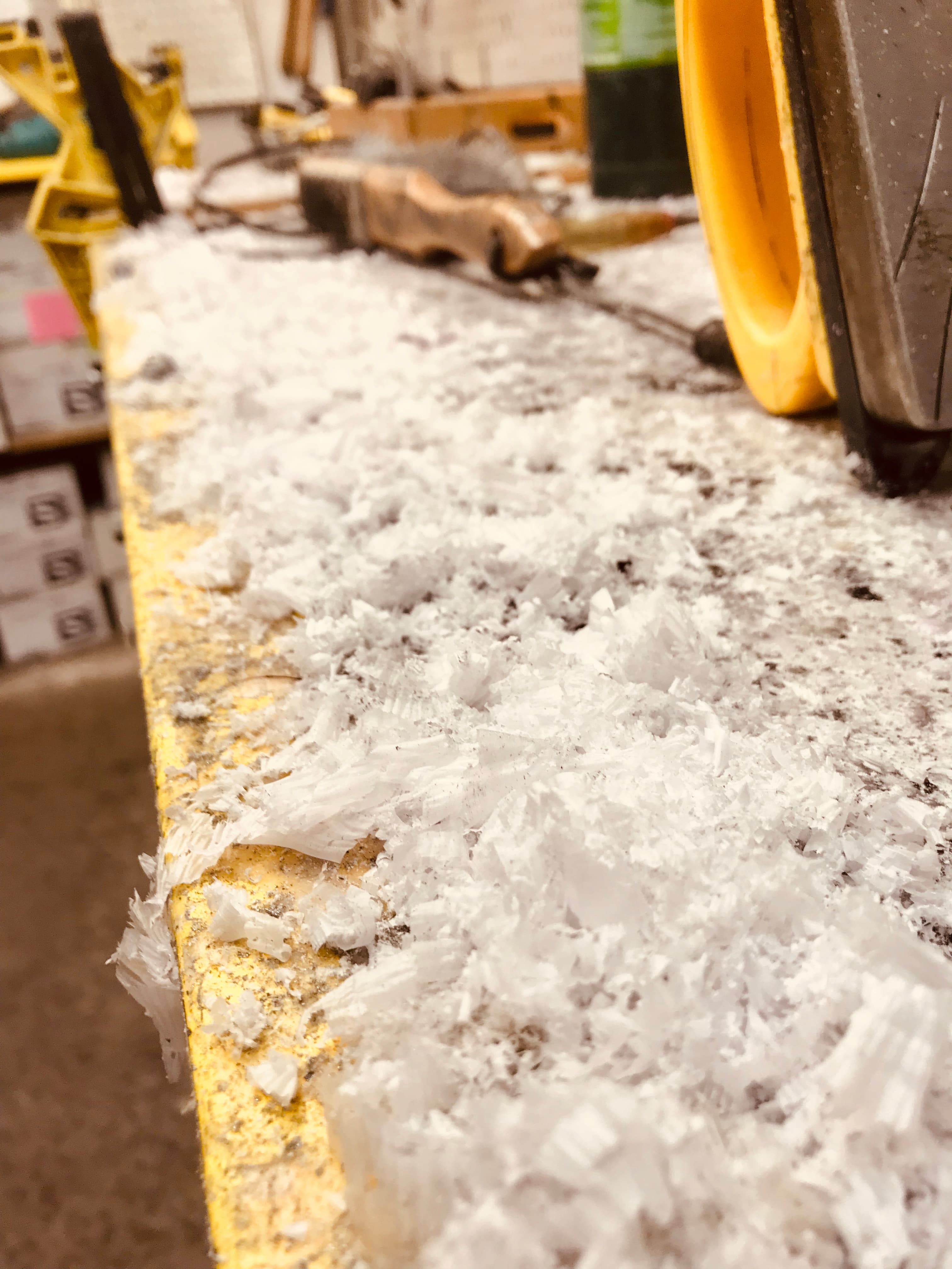 Fresh wax shavings on the tuning bench